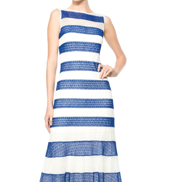 TADASHI SHOIJ DRESS STRIPED DAISY-CHAIN LACE BOATNECK GOWN SIZE 18Q NWT - Picture 3 of 5